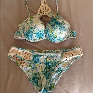 Victoria's Secret Blue Floral Bikini